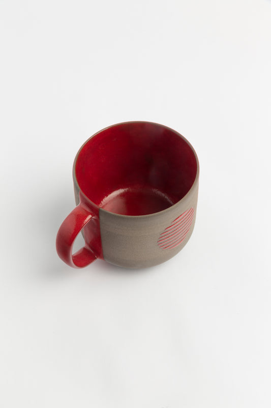 Modern Pottery Mug Red Stoneware Mug Coffee Lovers Gift Artisan Tea Cup Handmade Contemporary Ceramics