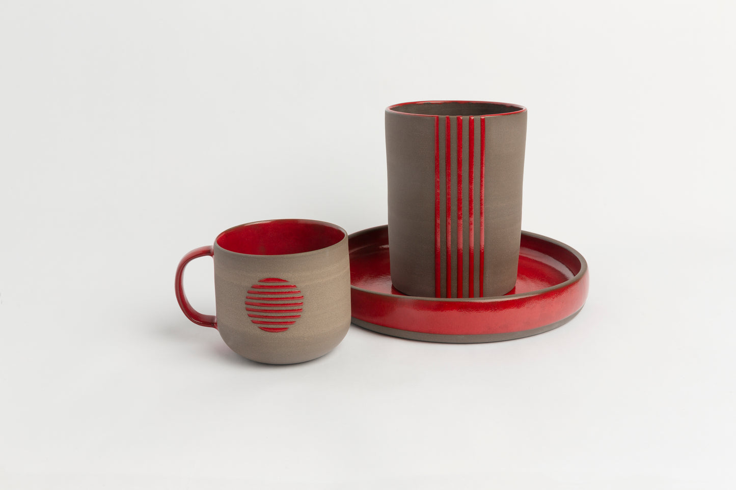 Modern Pottery Mug Red Stoneware Mug Coffee Lovers Gift Artisan Tea Cup Handmade Contemporary Ceramics