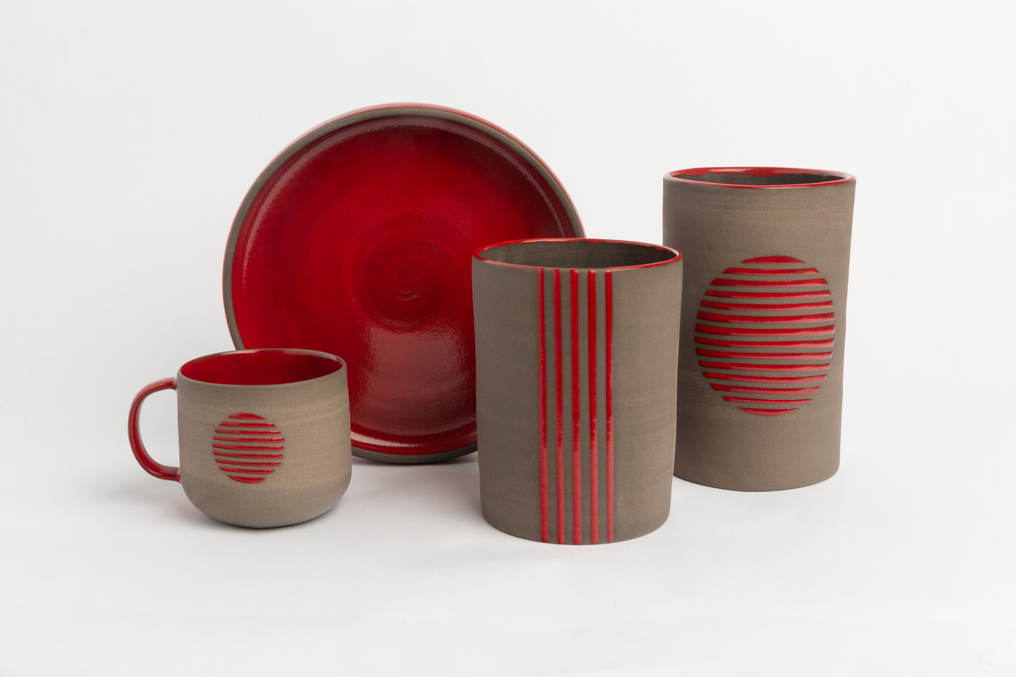Modern Pottery Mug Red Stoneware Mug Coffee Lovers Gift Artisan Tea Cup Handmade Contemporary Ceramics