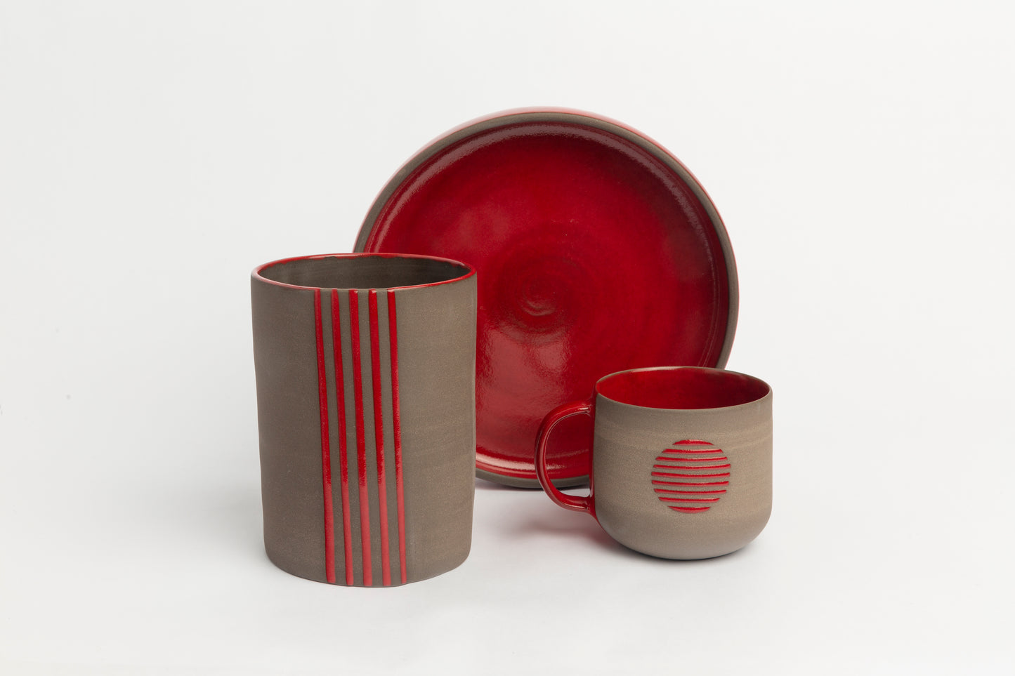 Modern Pottery Mug Red Stoneware Mug Coffee Lovers Gift Artisan Tea Cup Handmade Contemporary Ceramics