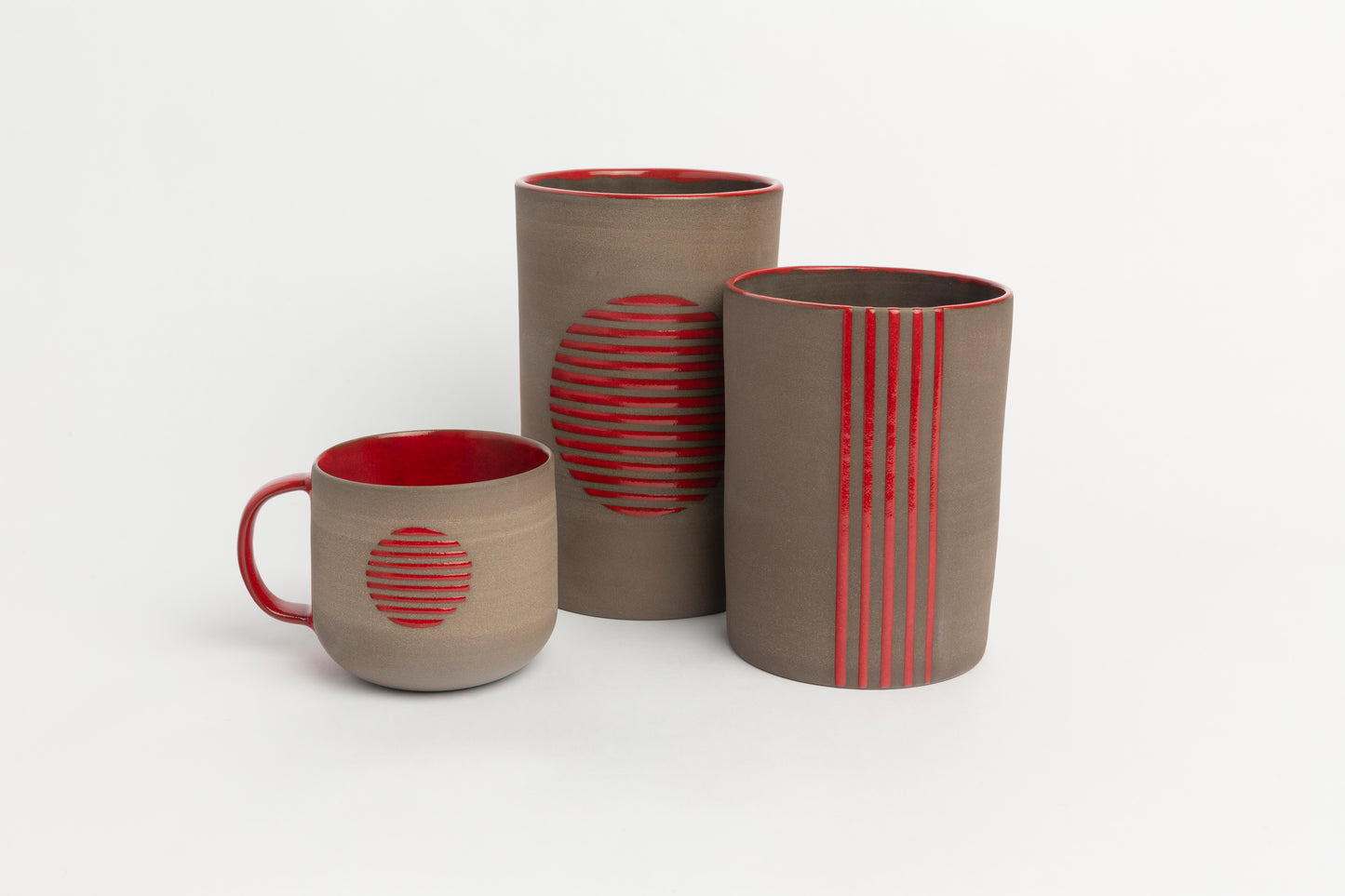 Modern Pottery Mug Red Stoneware Mug Coffee Lovers Gift Artisan Tea Cup Handmade Contemporary Ceramics