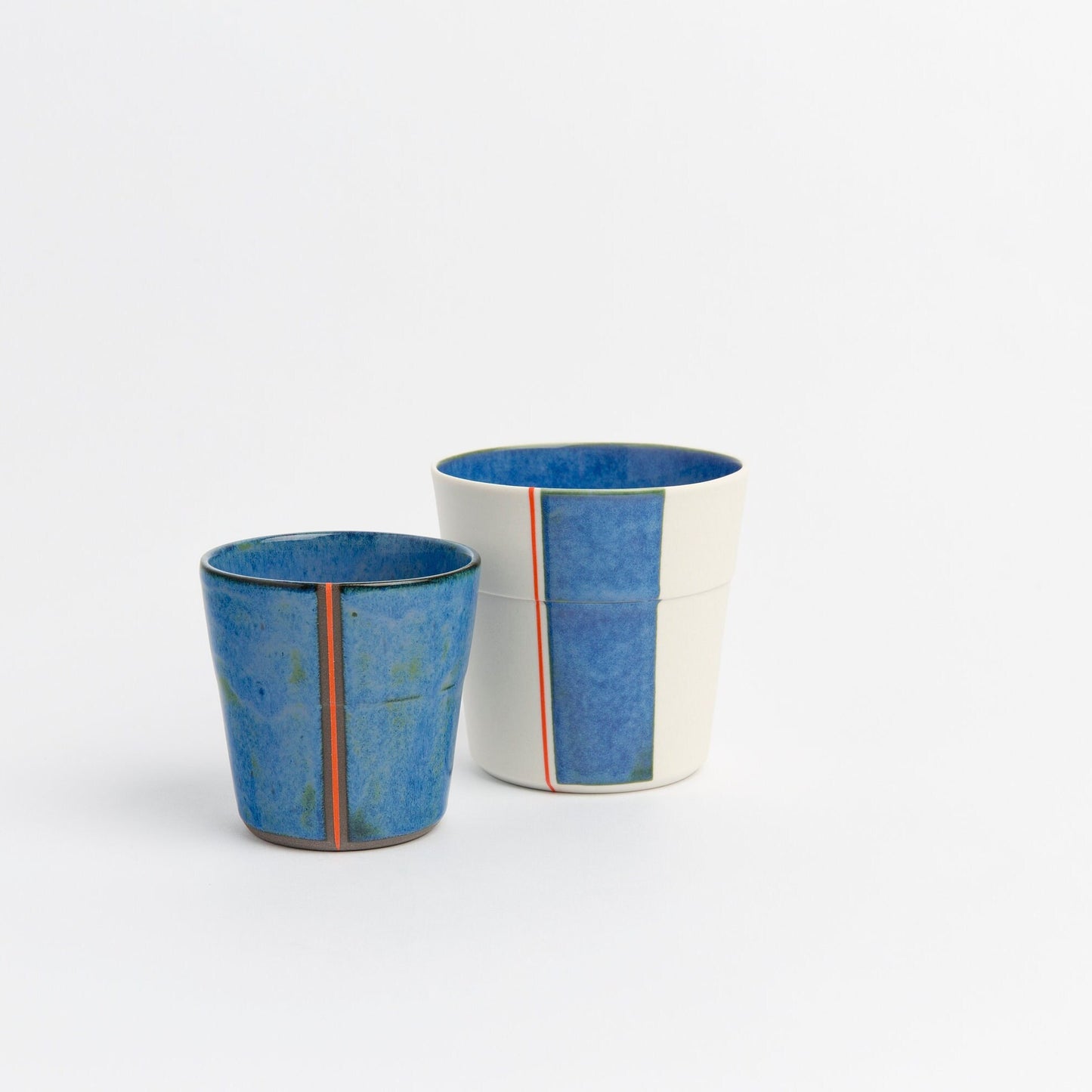 Abstract Pottery Porcelain Cups - Three Different Sizes, Handcrafted Ceramic Drinkware, Unique Artistic Design for Coffee & Tea Lovers