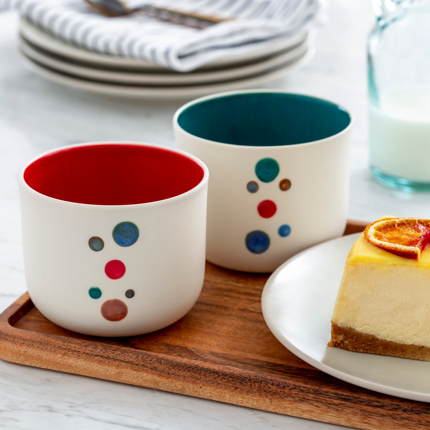 Porcelain Dottie Cups Handmade Polka Dot Ceramic Cups, Unique Artisan Drinkware Gift for Coffee and Tea Lovers, Modern and Fun Design