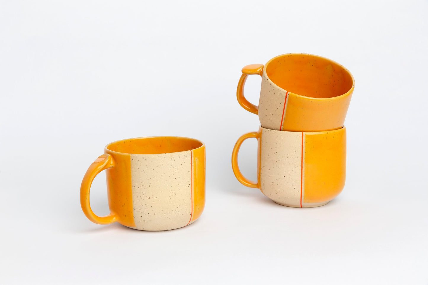 Extra Large Handmade Ceramic Mug with Thumb Rest Yellow Pottery Cup Coffee lover Gift Dishwasher Safe Stoneware Housewarming Gift