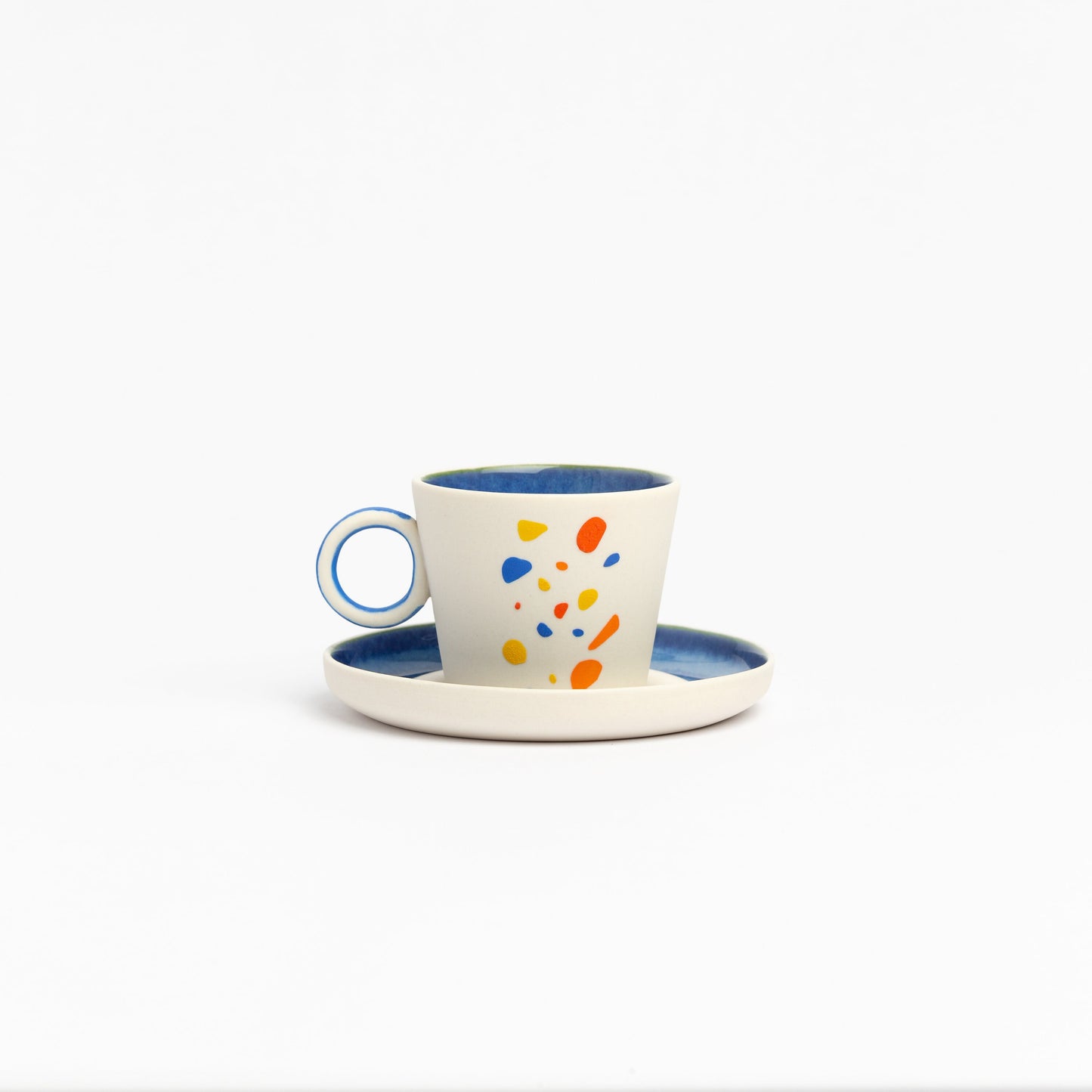 Espresso Cup with Handle and optional saucer Handmade cozy Coffee Cup handpainted art mug gift for espresso lover husband wife gift