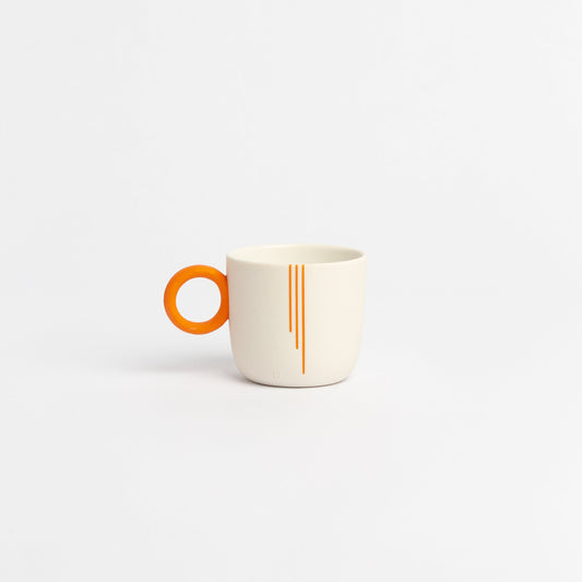 Minimal Design Espresso Cup with Handle Cute Porcelain Coffee cup Modern Porcelain Mug for Coffee Lover Handcrafted Porcelain Cup