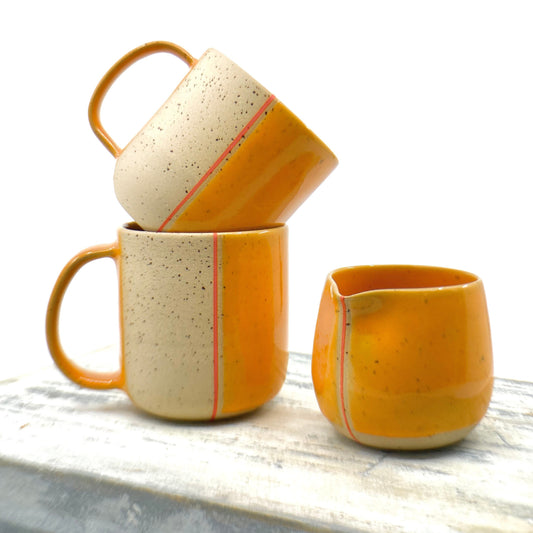 Artistic hand painted Mug bestseller Yellow Cup Gift Stoneware Coffee tumbler handmade wheel thrown pottery