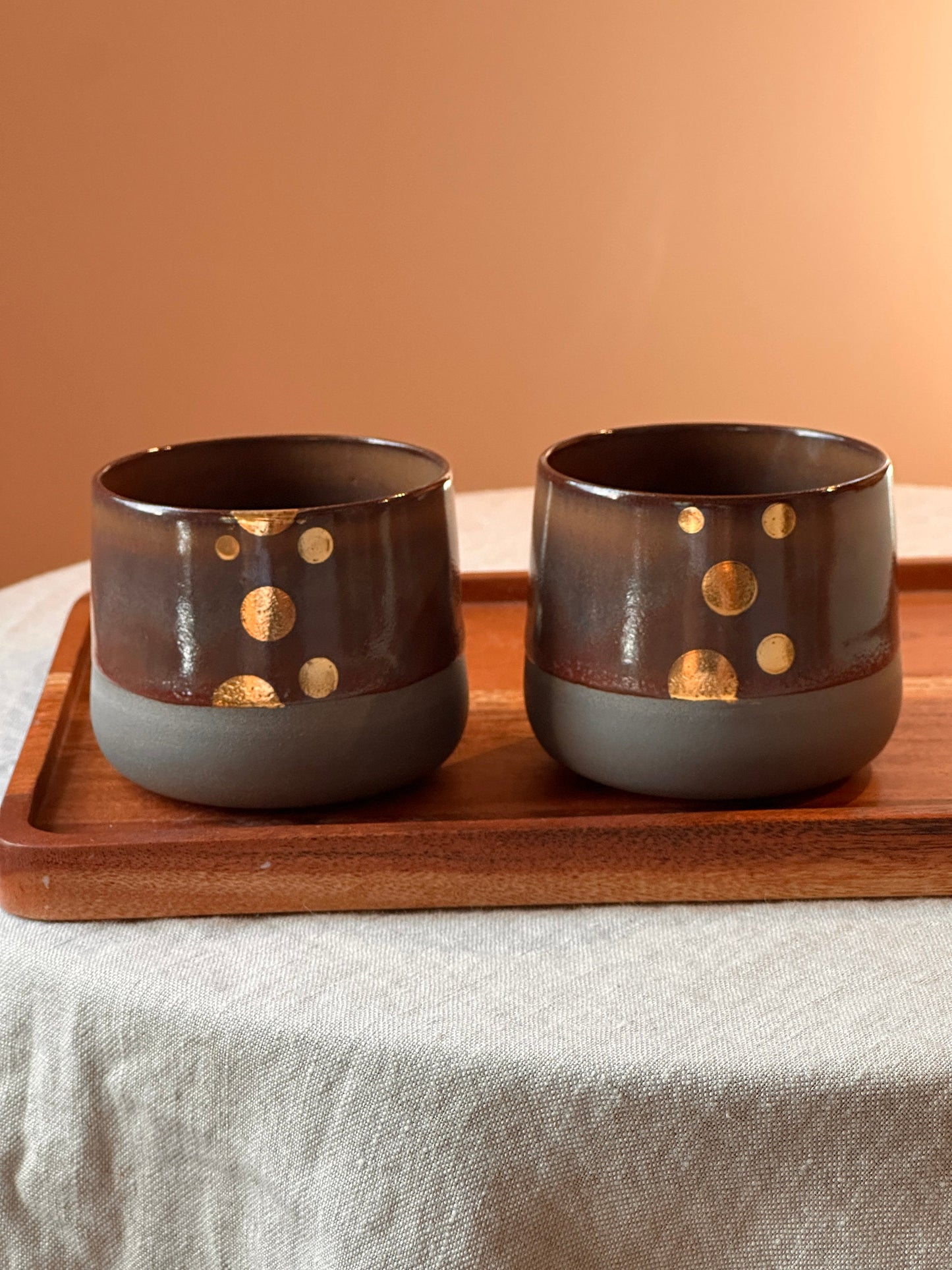 Stoneware Tea Cups Handmade Ceramic Gift Set, Artisan Pottery Cups, Perfect for Tea Lovers, Unique Gift Idea, Rustic and Elegant Design