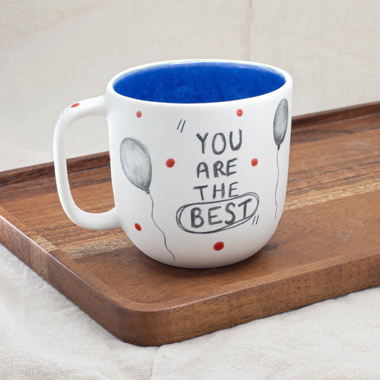 Hand Painted Porcelain Mug with You are the best Balloon Hand Drawn Cup OneofaKind Mug Perfect Gift for Coffee Lovers