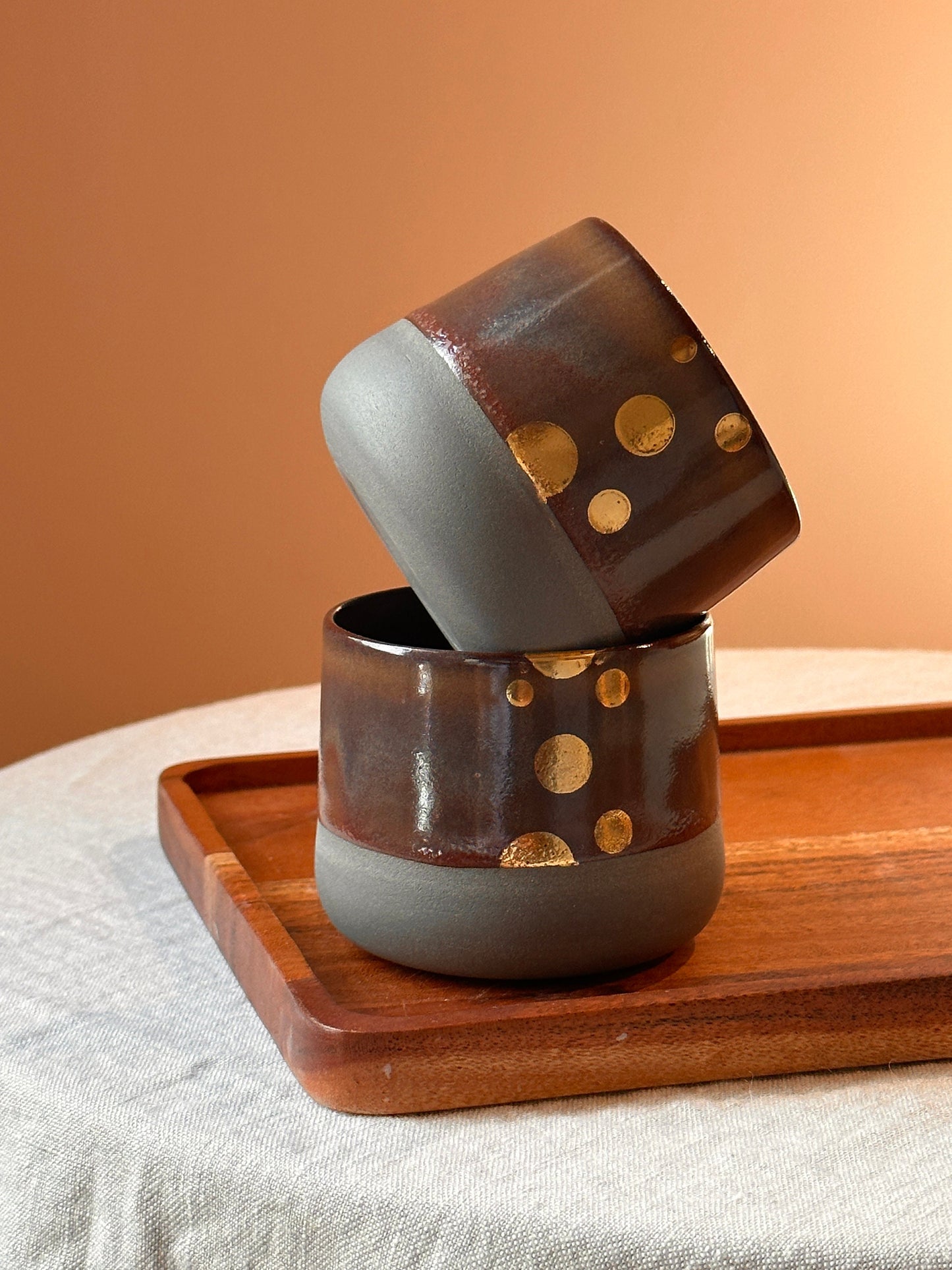 Stoneware Tea Cups Handmade Ceramic Gift Set, Artisan Pottery Cups, Perfect for Tea Lovers, Unique Gift Idea, Rustic and Elegant Design