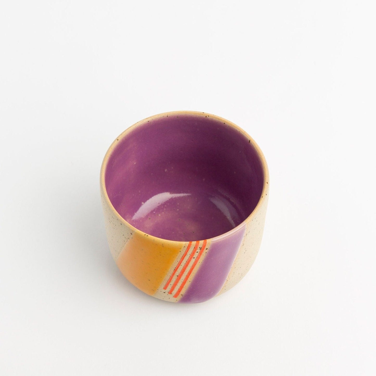 Purple Artisan Pottery Mug Multicolor Stoneware Tumbler Handmade Clay Drinkware Housewarming & New Job Gift Modern Cup