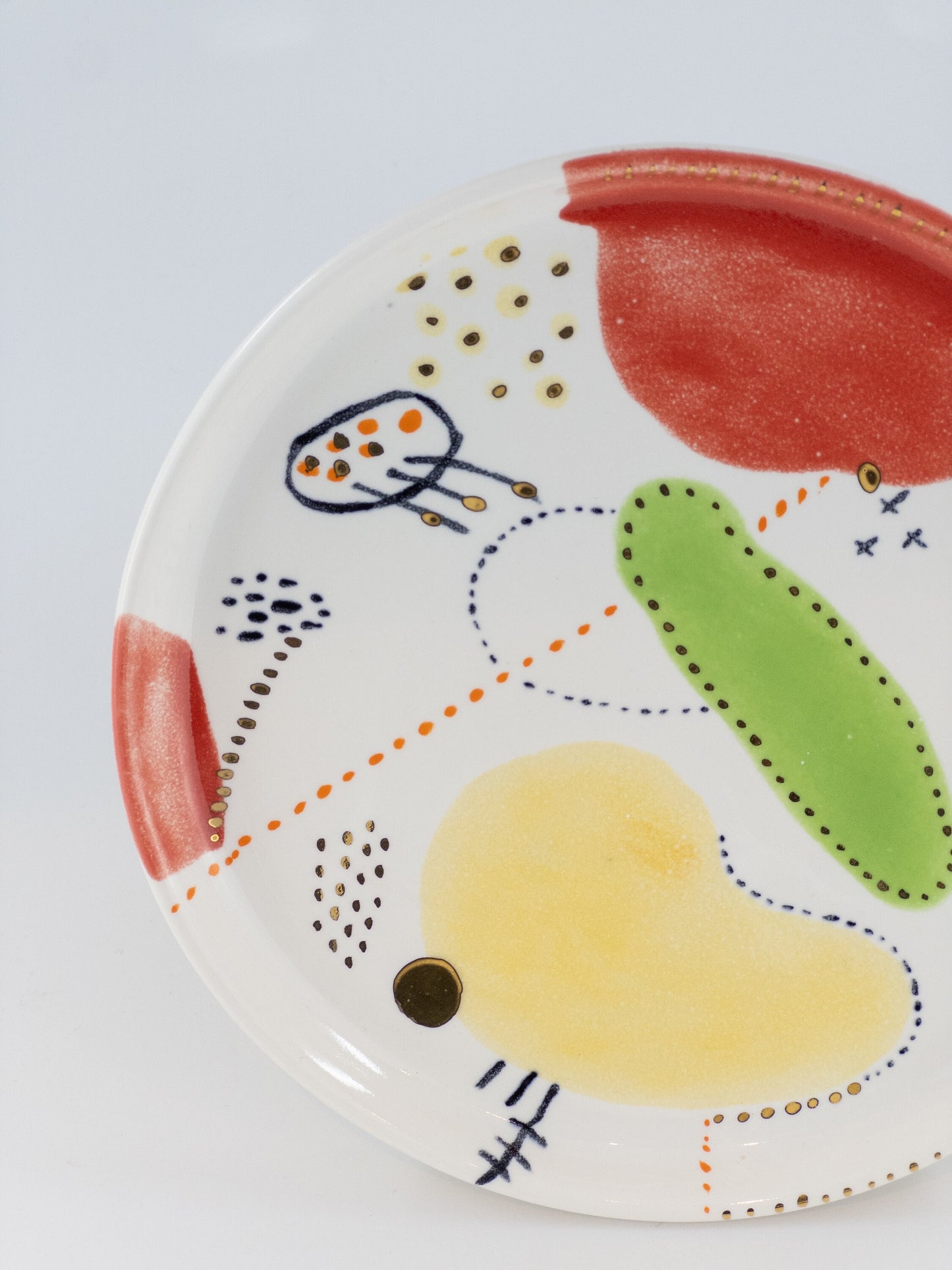 Hand Painted Cute Porcelain Plate with Gold Details Unique Wedding Gift Elegant Housewarming Plate Handmade New Home Gift Decorative Dish