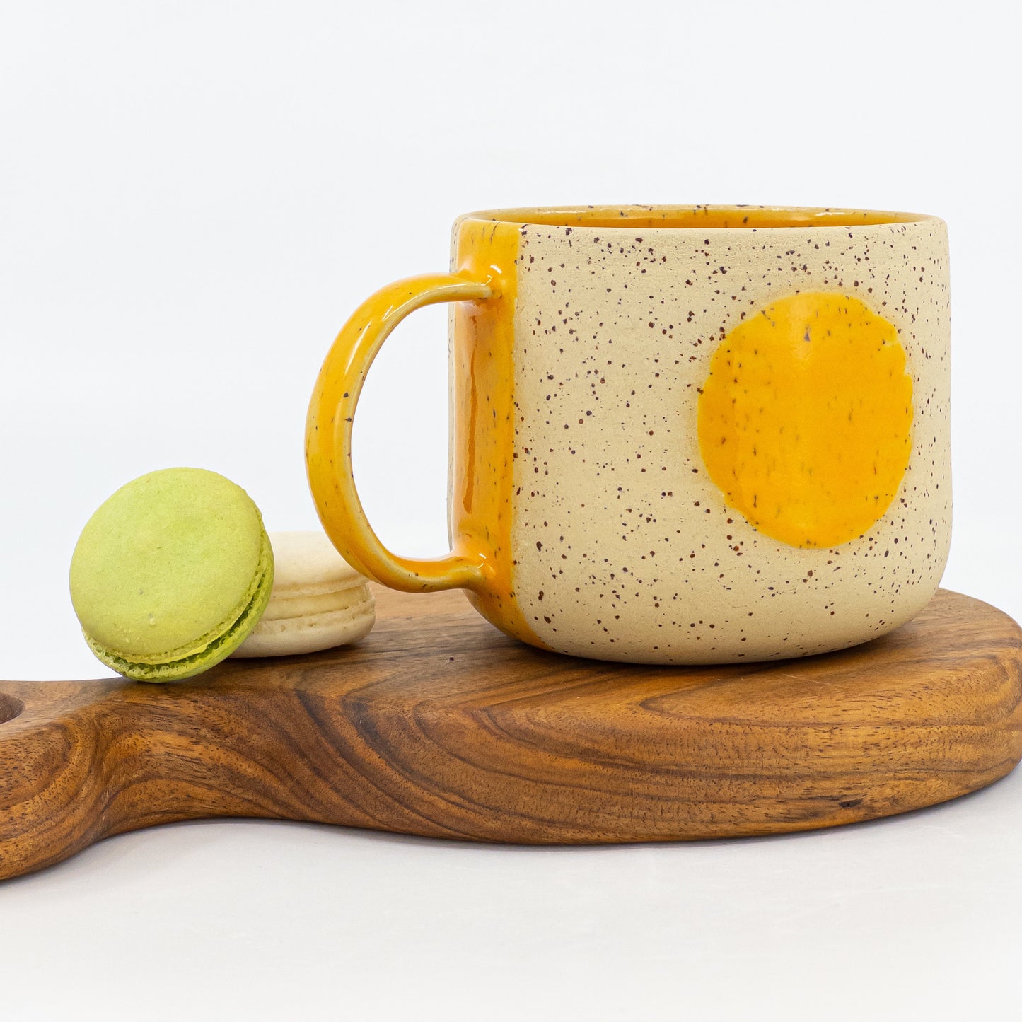 Wheel Thrown Mug Handmade Honeycomb Yellow Stoneware Coffee Cup, Artisan Tea Cup, Contemporary Ceramics Pottery Mug for Coffee Lovers