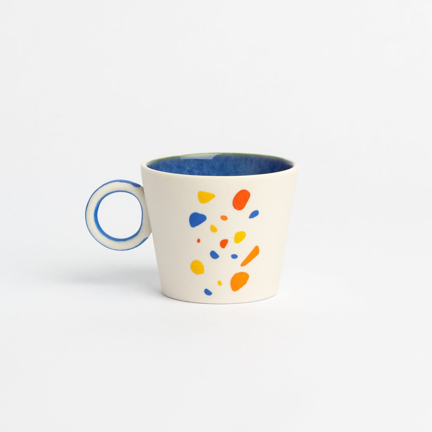 Espresso Cup with Handle and optional saucer Handmade cozy Coffee Cup handpainted art mug gift for espresso lover husband wife gift