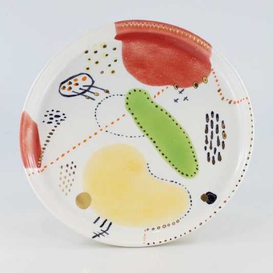 Hand Painted Cute Porcelain Plate with Gold Details Unique Wedding Gift Elegant Housewarming Plate Handmade New Home Gift Decorative Dish