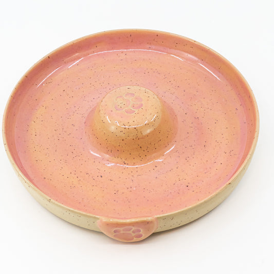 Handmade Pottery Small Dog Cat Bowl with Paw Design Ceramic Dog Bowl Stoneware Pet Bowl Pottery Pet Bowl