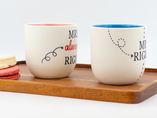 Handmade Ceramic Mug Mrs always right Mr right Personalized Wedding gift Anniversary gift Housewarming Gift Bridal Shower Gift
