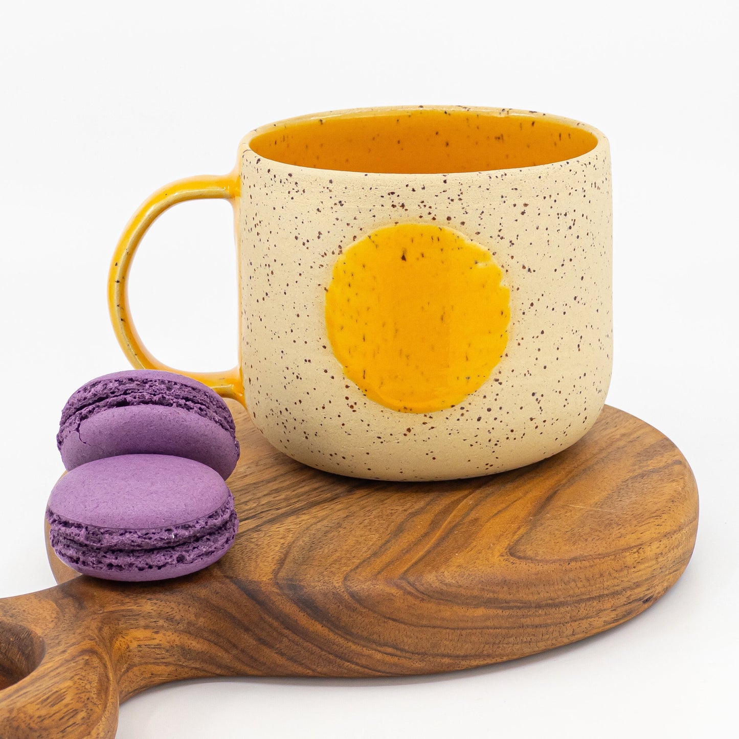Wheel Thrown Mug Handmade Honeycomb Yellow Stoneware Coffee Cup, Artisan Tea Cup, Contemporary Ceramics Pottery Mug for Coffee Lovers