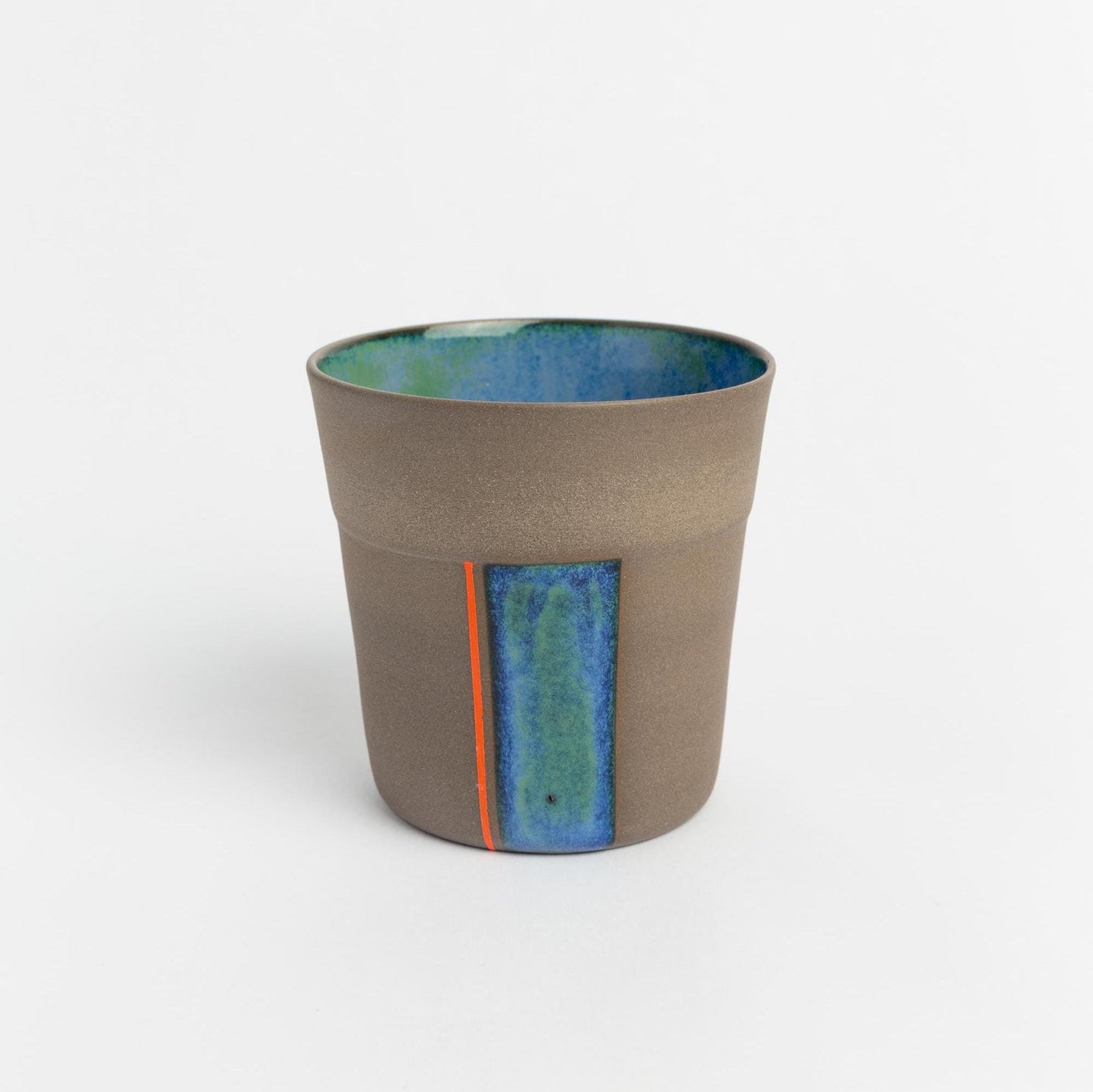 Stoneware Handmade Modern Pottery Ceramic Cup Blue Artisan Drinkware Unique Handmade Coffee Tea Cup with Contemporary Design Perfect Gift