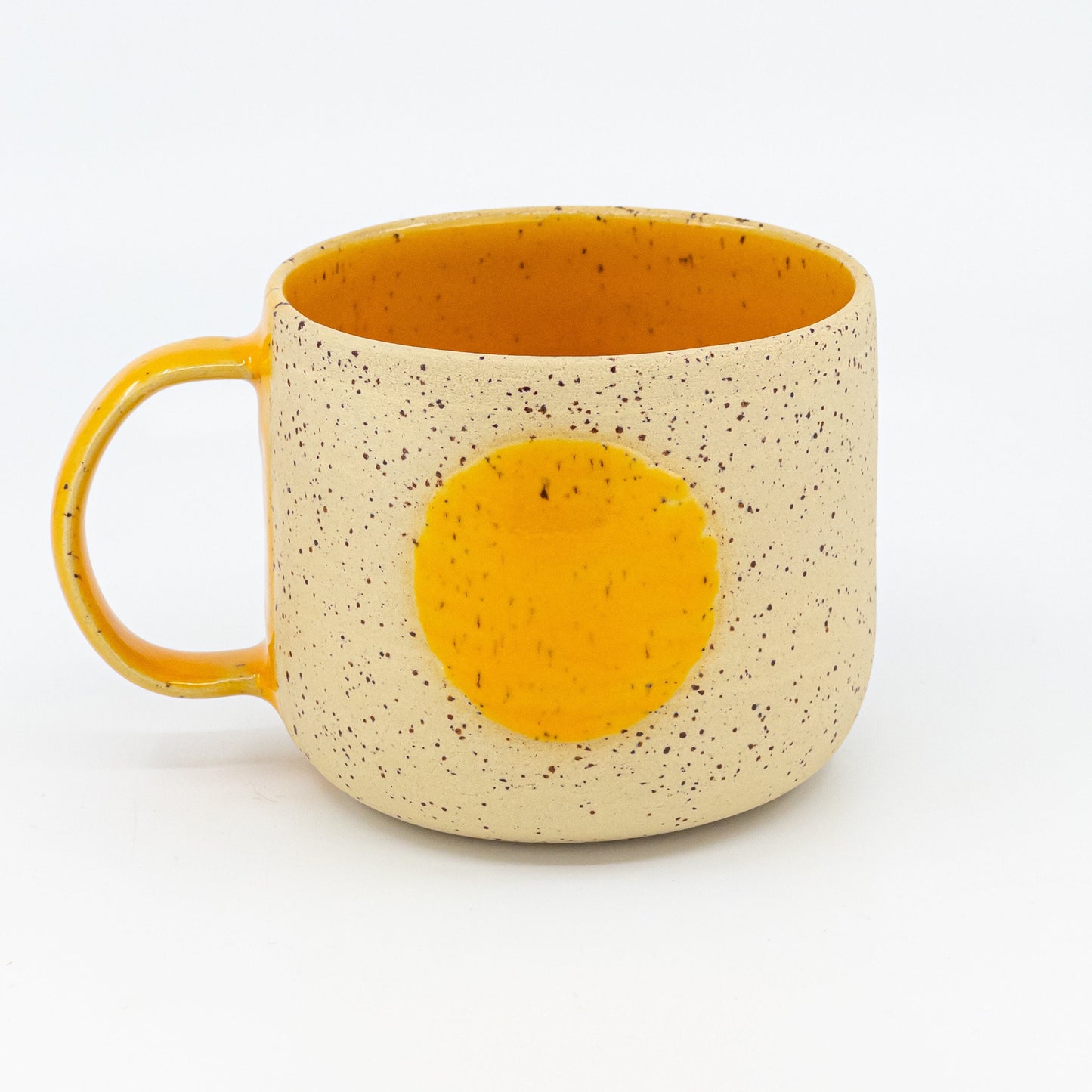 Wheel Thrown Mug Handmade Honeycomb Yellow Stoneware Coffee Cup, Artisan Tea Cup, Contemporary Ceramics Pottery Mug for Coffee Lovers