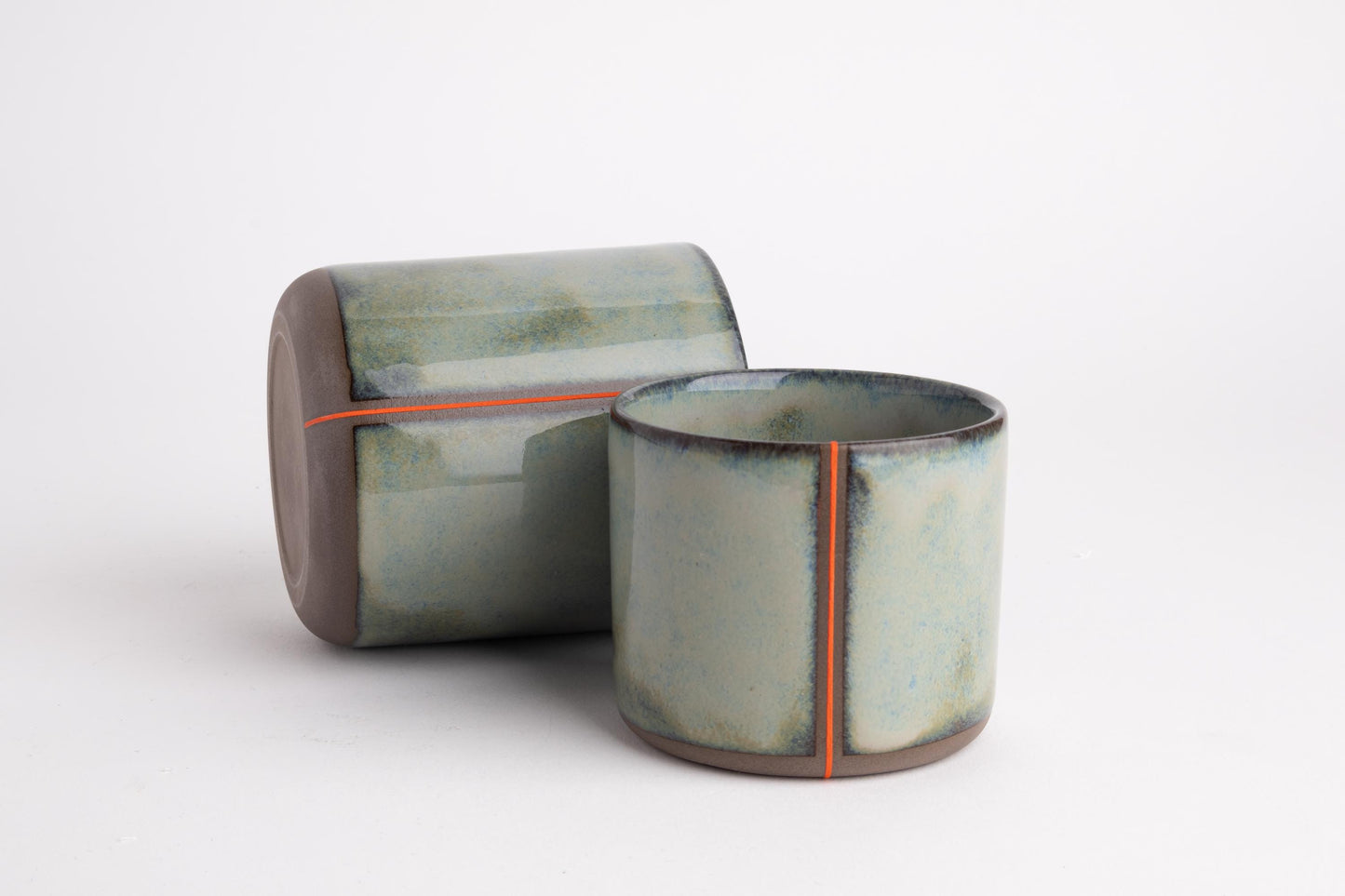 Blue Green Ceramic Mug Artisanal Pottery Gift Rustic Home Decor Handcrafted Coffee Cup Unique Drinkware Kitchen Accessory Handleless Tea Cup
