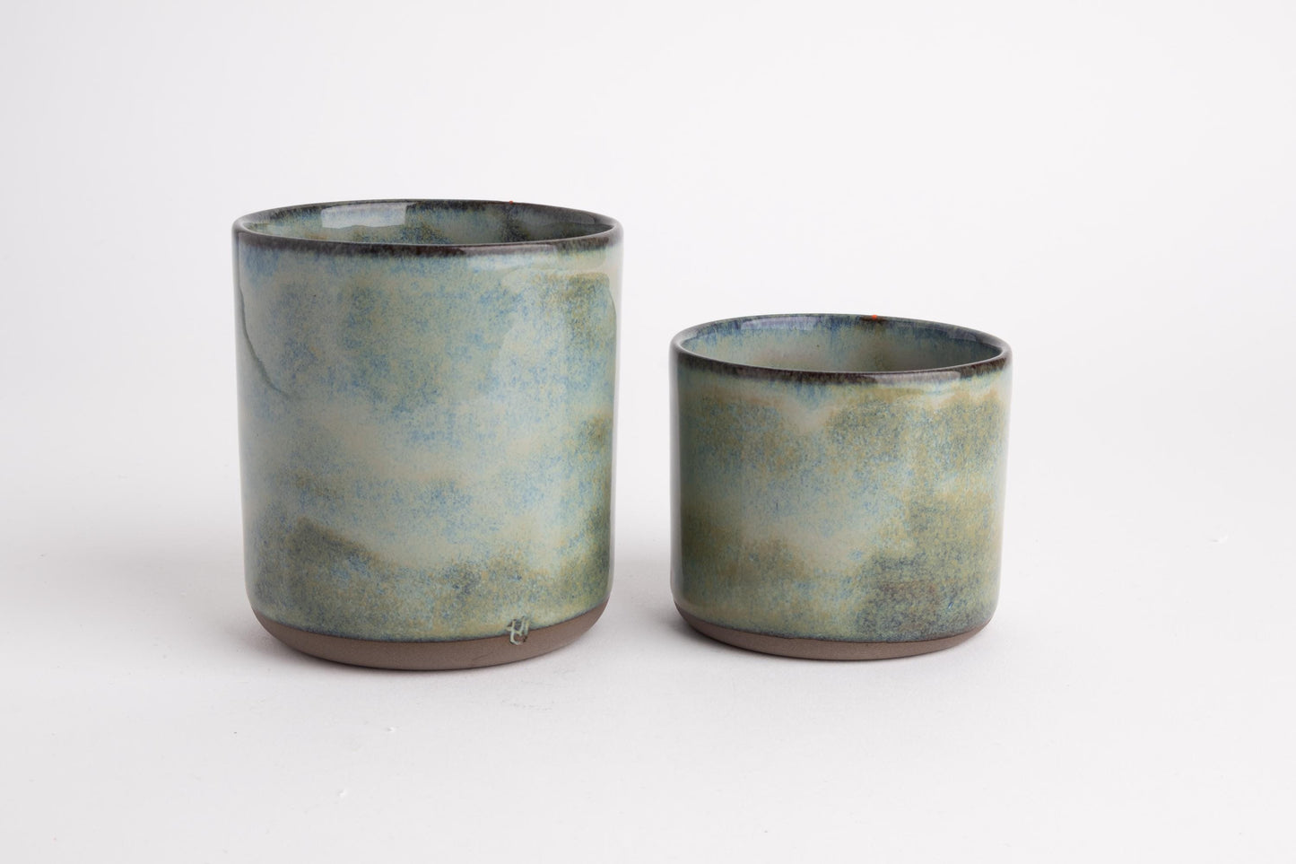 Blue Green Ceramic Mug Artisanal Pottery Gift Rustic Home Decor Handcrafted Coffee Cup Unique Drinkware Kitchen Accessory Handleless Tea Cup