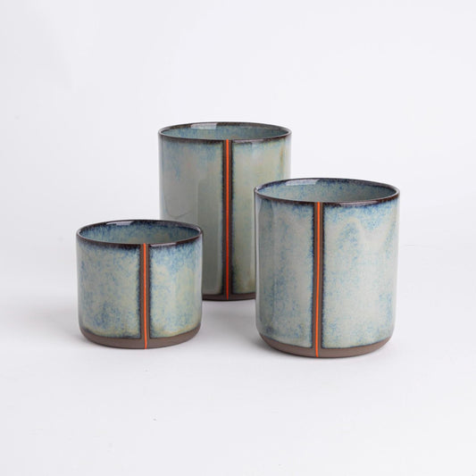 Handmade Ceramic Mugs Blue Green Ceramic Mug Artisanal Pottery Gift Rustic Home Decor Handcrafted Coffee Cup Unique Handleless Tea Cup