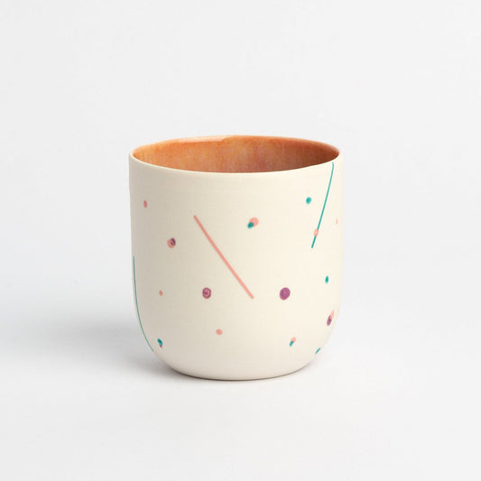 Handmade Gift Porcelain Mug Custom Hand Painted Cup Unique Minimal Design cup no handle gift for boyfriend girlfriend mom dad