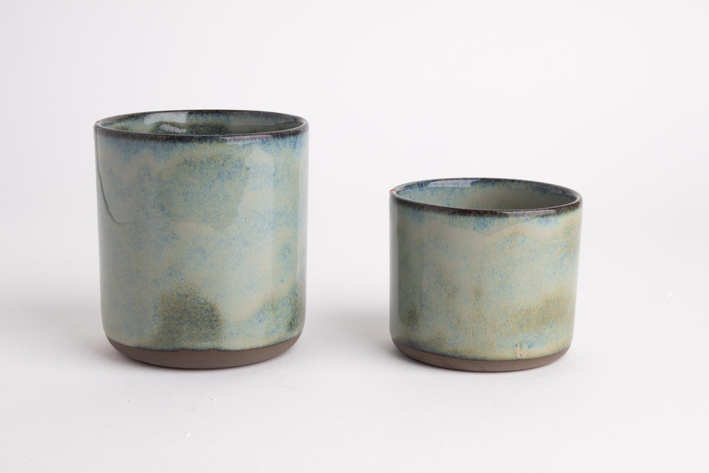 Blue Green Ceramic Mug Artisanal Pottery Gift Rustic Home Decor Handcrafted Coffee Cup Unique Drinkware Kitchen Accessory Handleless Tea Cup