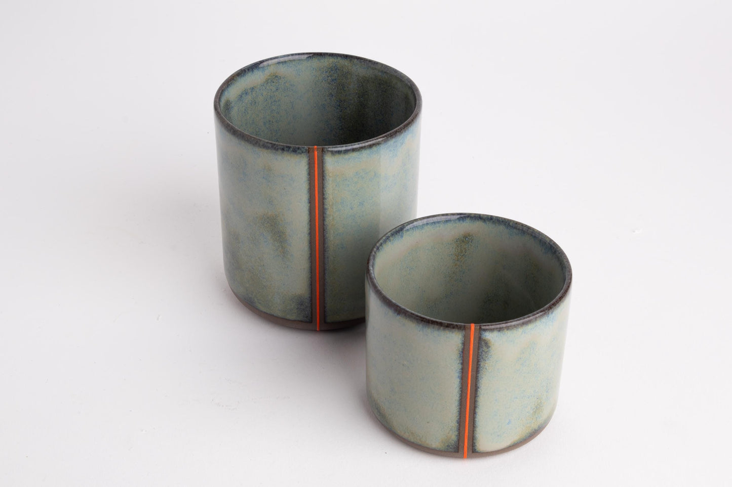 Blue Green Ceramic Mug Artisanal Pottery Gift Rustic Home Decor Handcrafted Coffee Cup Unique Drinkware Kitchen Accessory Handleless Tea Cup