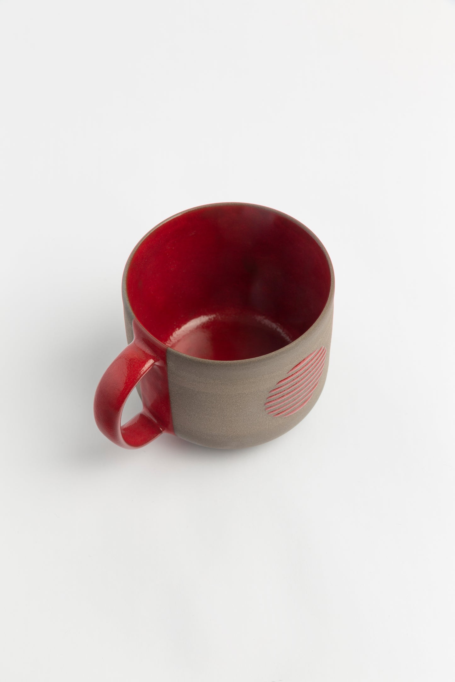 Modern Pottery Mug Red Stoneware Mug Coffee Lovers Gift Artisan Tea Cup Handmade Contemporary Ceramics