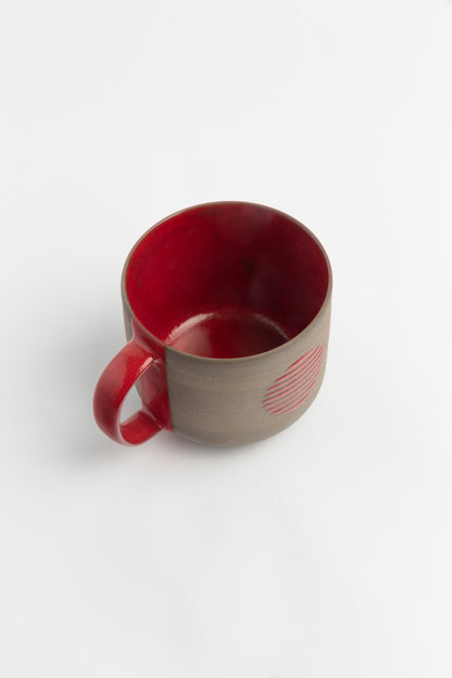 Modern Pottery Mug Red Stoneware Mug Coffee Lovers Gift Artisan Tea Cup Handmade Contemporary Ceramics