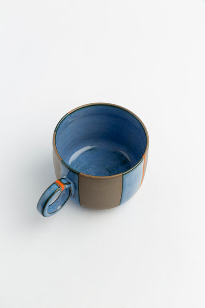 Handmade Ceramic Mug Blue Pottery Cup Modern Stoneware Mug Handmade Gift for Coffee Lovers Housewarming Yacht Lovers Ceramic Gift Ideas
