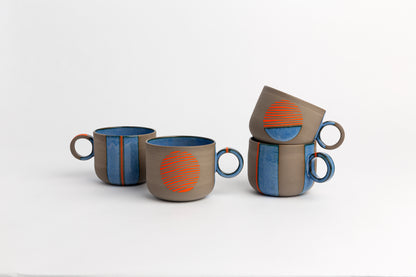 Handmade Ceramic Mug Blue Pottery Cup Modern Stoneware Mug Handmade Gift for Coffee Lovers Housewarming Yacht Lovers Ceramic Gift Ideas