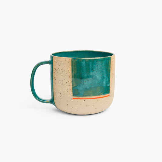 Artisan Ceramic Cup - Green Handpainted Stoneware Pottery Mug, Perfect Handmade Gift for Men and Women, Unique Artisan Drinkware