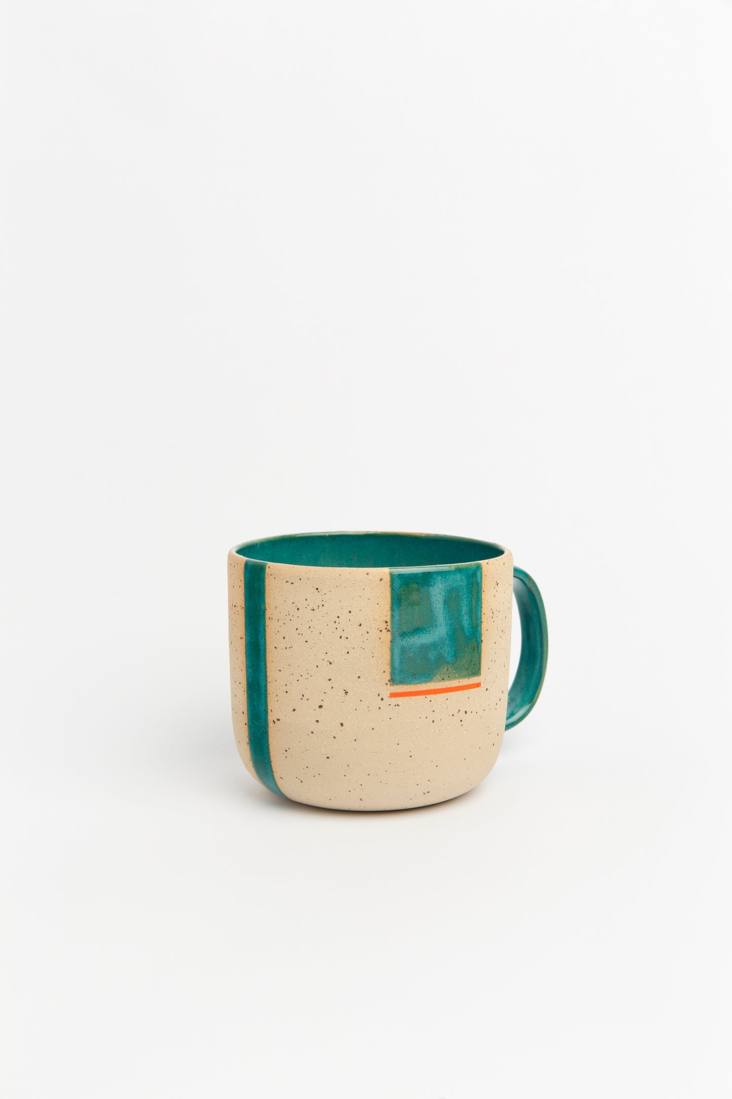 Artisan Ceramic Cup - Green Handpainted Stoneware Pottery Mug, Perfect Handmade Gift for Men and Women, Unique Artisan Drinkware