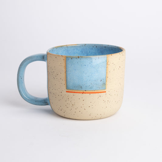 Artisanal Tea Mug Geometric Pattern Cup Speckled Clay Pottery Birthday Gift Handmade Ceramic Coffee Mug Modern Minimalist Design Home Decor