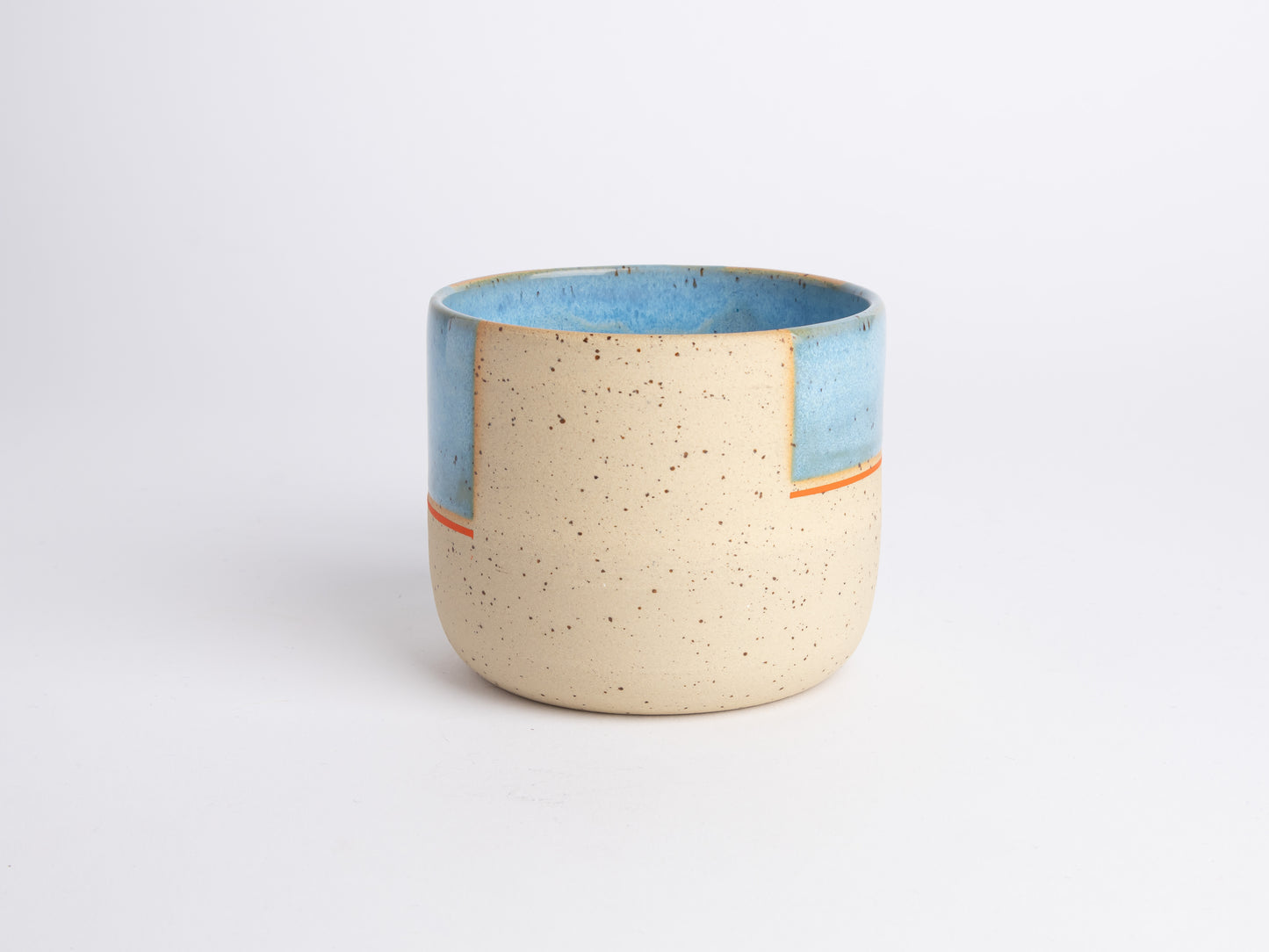 Artisanal Tea Mug Geometric Pattern Cup Speckled Clay Pottery Birthday Gift Handmade Ceramic Coffee Mug Modern Minimalist Design Home Decor