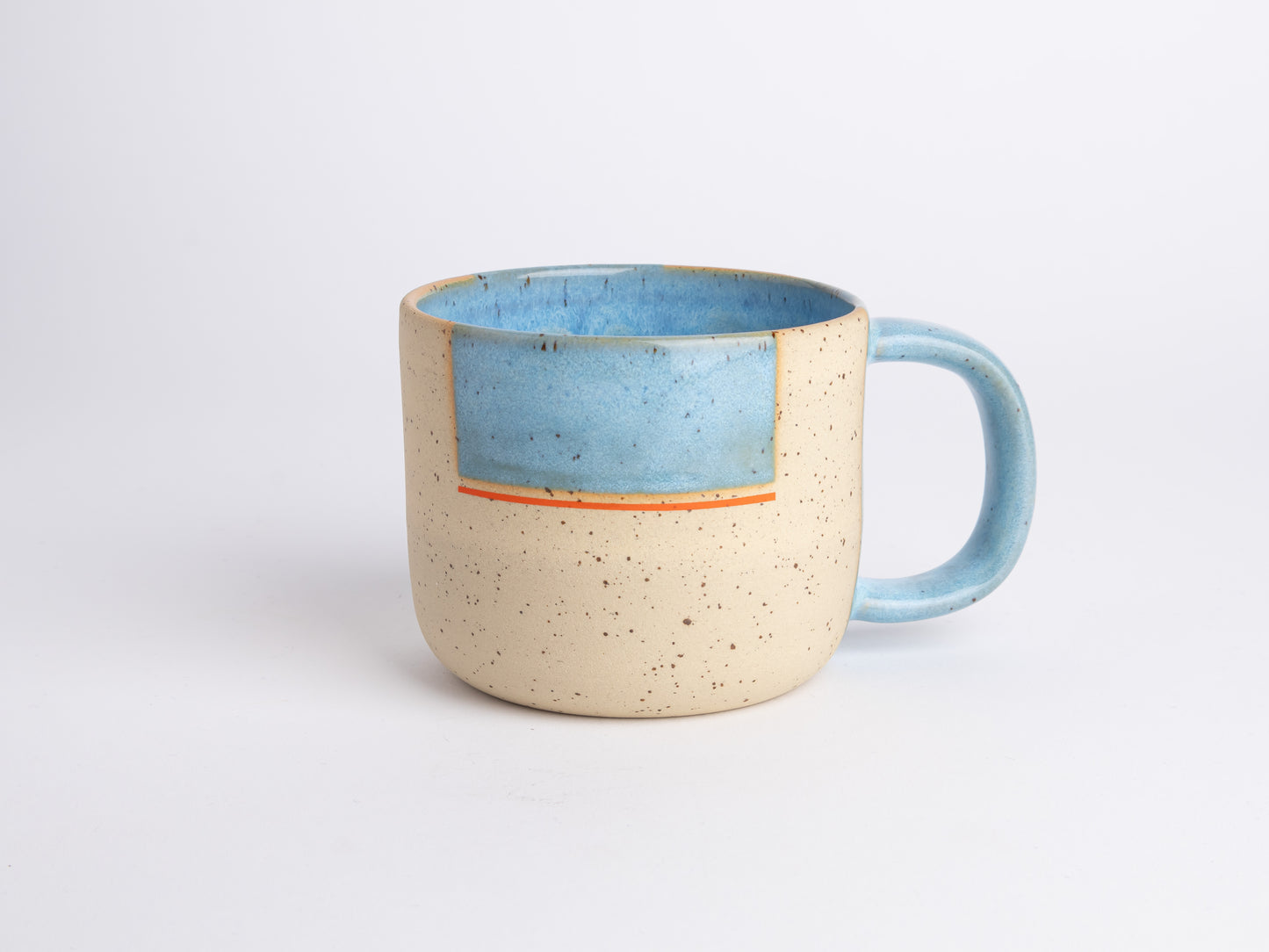Artisanal Tea Mug Geometric Pattern Cup Speckled Clay Pottery Birthday Gift Handmade Ceramic Coffee Mug Modern Minimalist Design Home Decor
