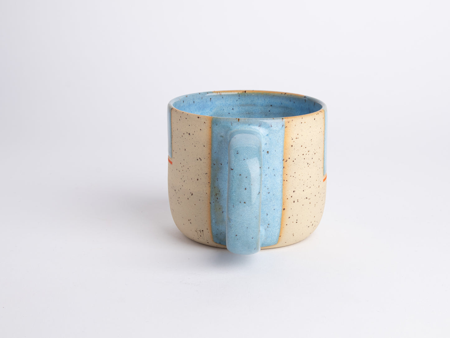 Artisanal Tea Mug Geometric Pattern Cup Speckled Clay Pottery Birthday Gift Handmade Ceramic Coffee Mug Modern Minimalist Design Home Decor