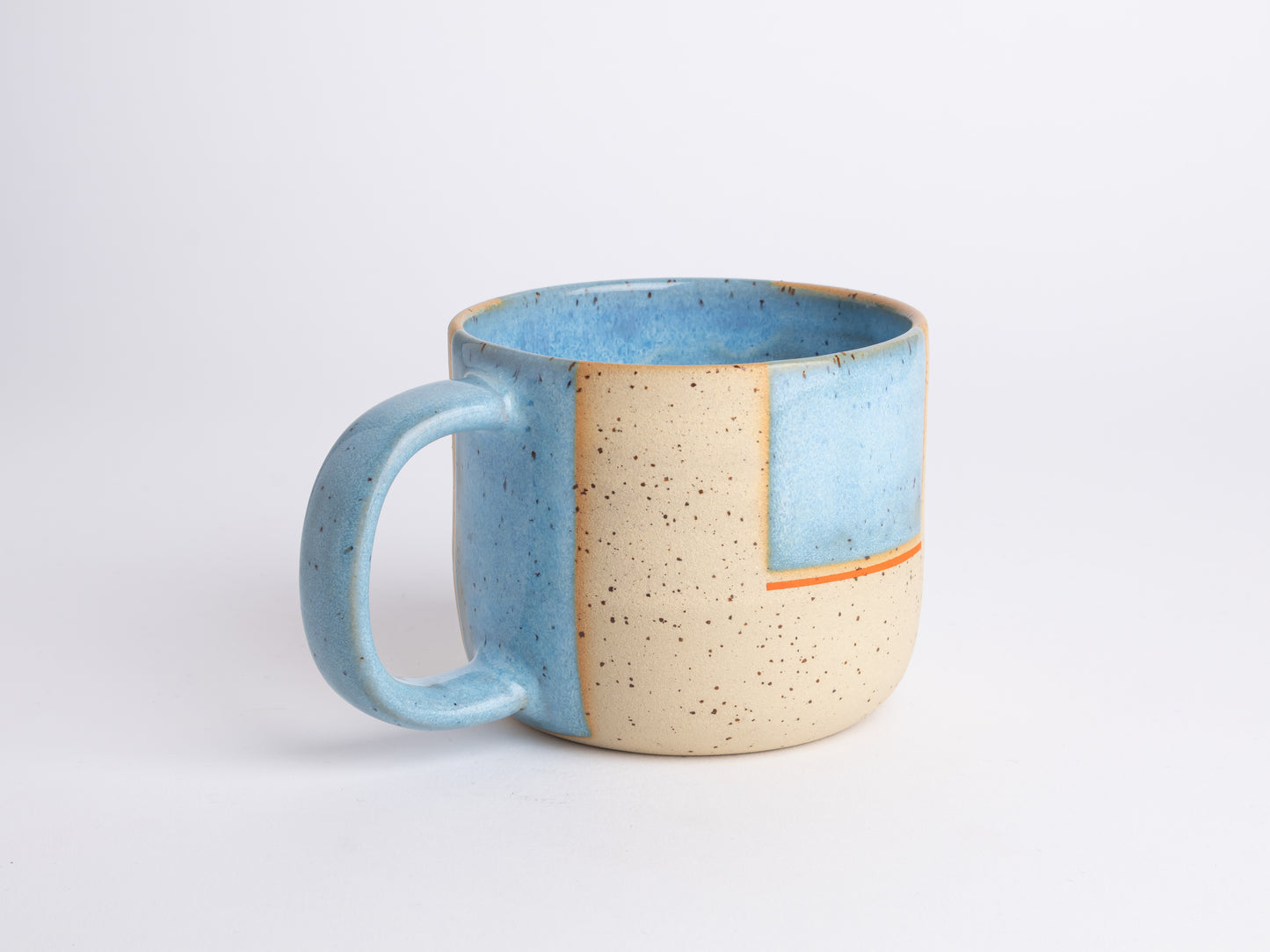 Artisanal Tea Mug Geometric Pattern Cup Speckled Clay Pottery Birthday Gift Handmade Ceramic Coffee Mug Modern Minimalist Design Home Decor