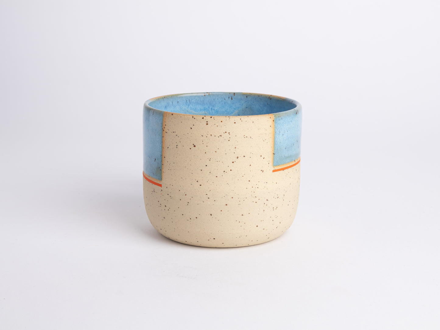 Artisanal Tea Mug Geometric Pattern Cup Speckled Clay Pottery Birthday Gift Handmade Ceramic Coffee Mug Modern Minimalist Design Home Decor