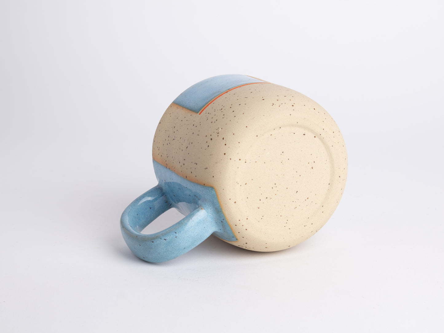 Artisanal Tea Mug Geometric Pattern Cup Speckled Clay Pottery Birthday Gift Handmade Ceramic Coffee Mug Modern Minimalist Design Home Decor