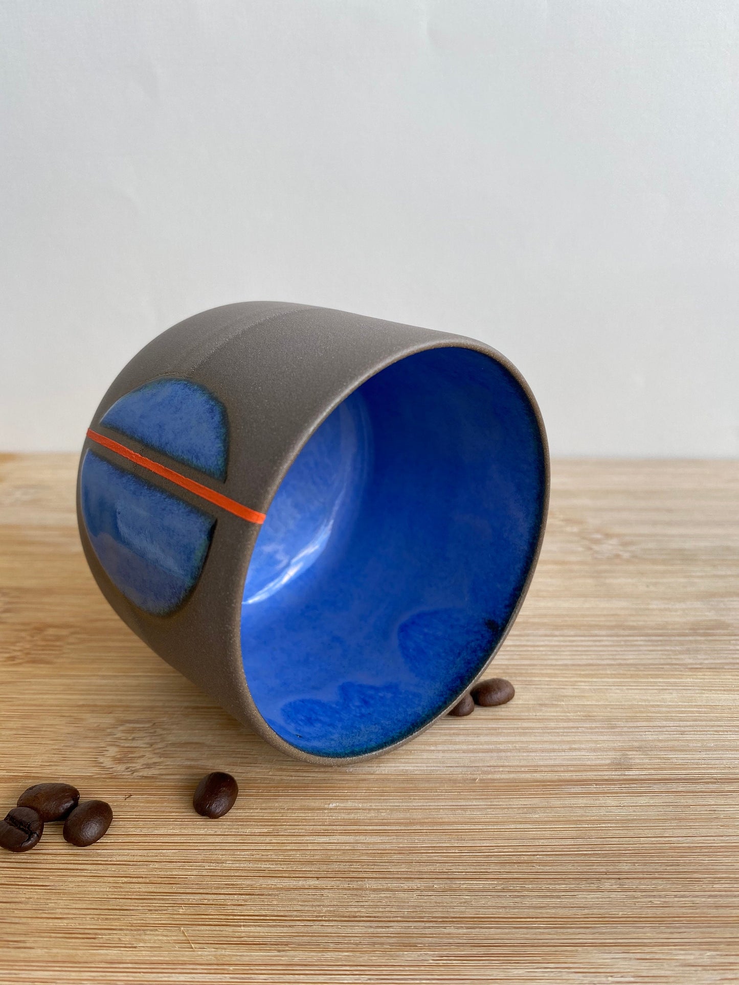 Handmade Ceramic Mug Modern Pottery Cup Artisan Coffee Mug Desk Accessory Minimalist Home Decor Geometric Design Drinkware Art Lover Gift
