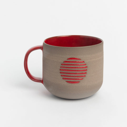 Red or Yellow Stoneware Mug Ceramic Abstract Pottery Cup Handcrafted Coffee Lover Gift Unique Artisan Design for a Perfect Morning Brew