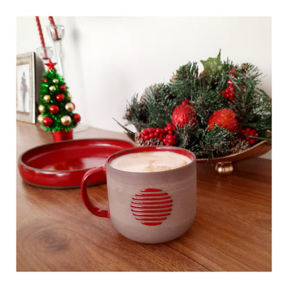 Red or Yellow Stoneware Mug Ceramic Abstract Pottery Cup Handcrafted Coffee Lover Gift Unique Artisan Design for a Perfect Morning Brew