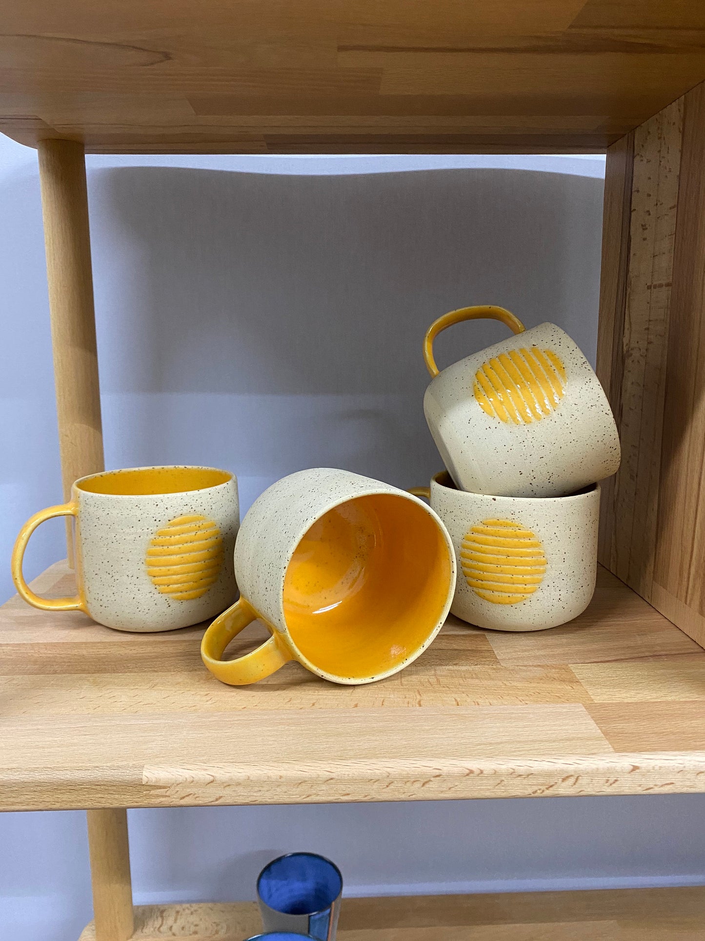 Red or Yellow Stoneware Mug Ceramic Abstract Pottery Cup Handcrafted Coffee Lover Gift Unique Artisan Design for a Perfect Morning Brew