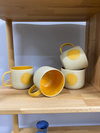 Red or Yellow Stoneware Mug Ceramic Abstract Pottery Cup Handcrafted Coffee Lover Gift Unique Artisan Design for a Perfect Morning Brew