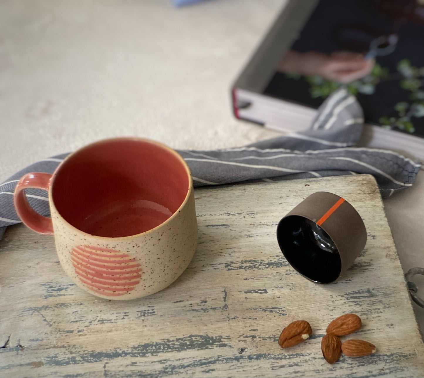 Handmade Speckled Pink Ceramic Mug - Pottery Stoneware Coffee Mug, Artistic Tea Cup, Perfect Coffee Lovers Gift with Unique Design