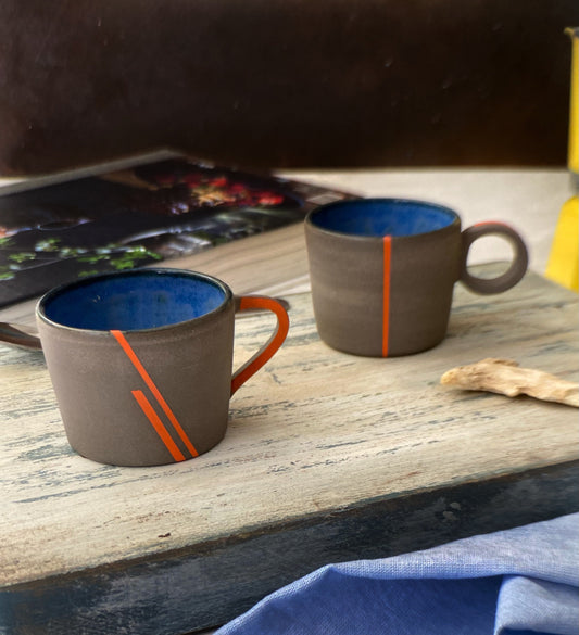 Set of 2 Espresso cups with Handle Ceramic Coffee Cups Stoneware Espresso Cups Espresso Gift Set Turkısh Coffee Set